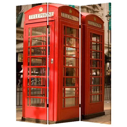 72" Red Canvas Folding Three Panel Screen Room Divider HomeRoots