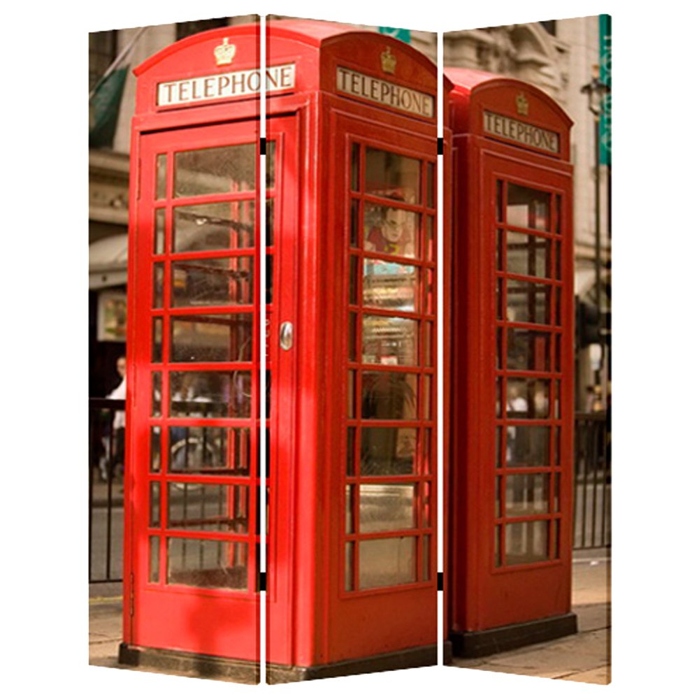 72" Red Canvas Folding Three Panel Screen Room Divider HomeRoots
