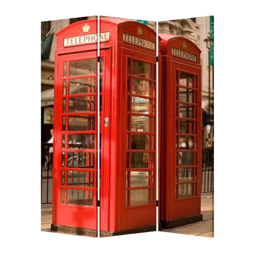 72" Red Canvas Folding Three Panel Screen Room Divider HomeRoots