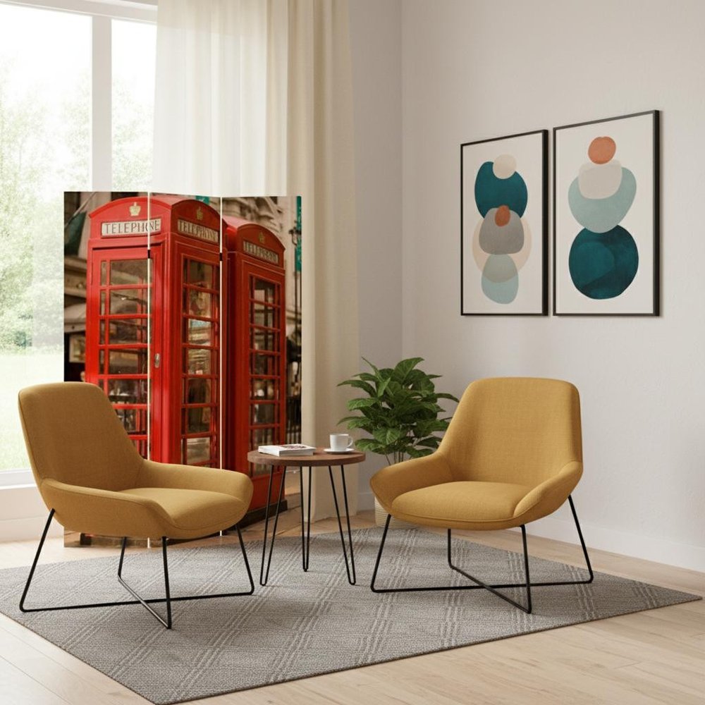 72" Red Canvas Folding Three Panel Screen Room Divider HomeRoots
