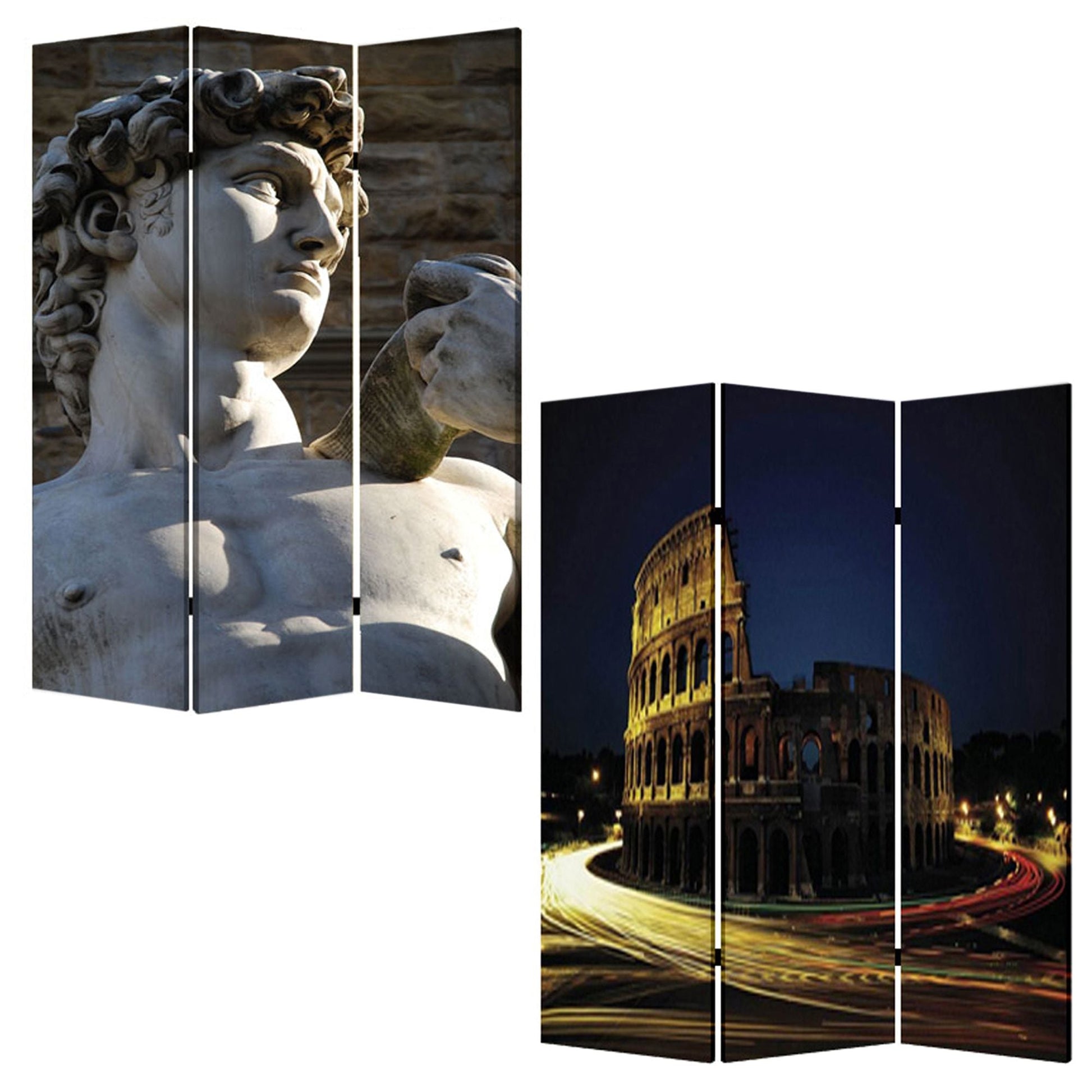 72" Gray Canvas Folding Three Panel Screen Room Divider HomeRoots