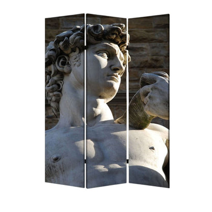 72" Gray Canvas Folding Three Panel Screen Room Divider HomeRoots