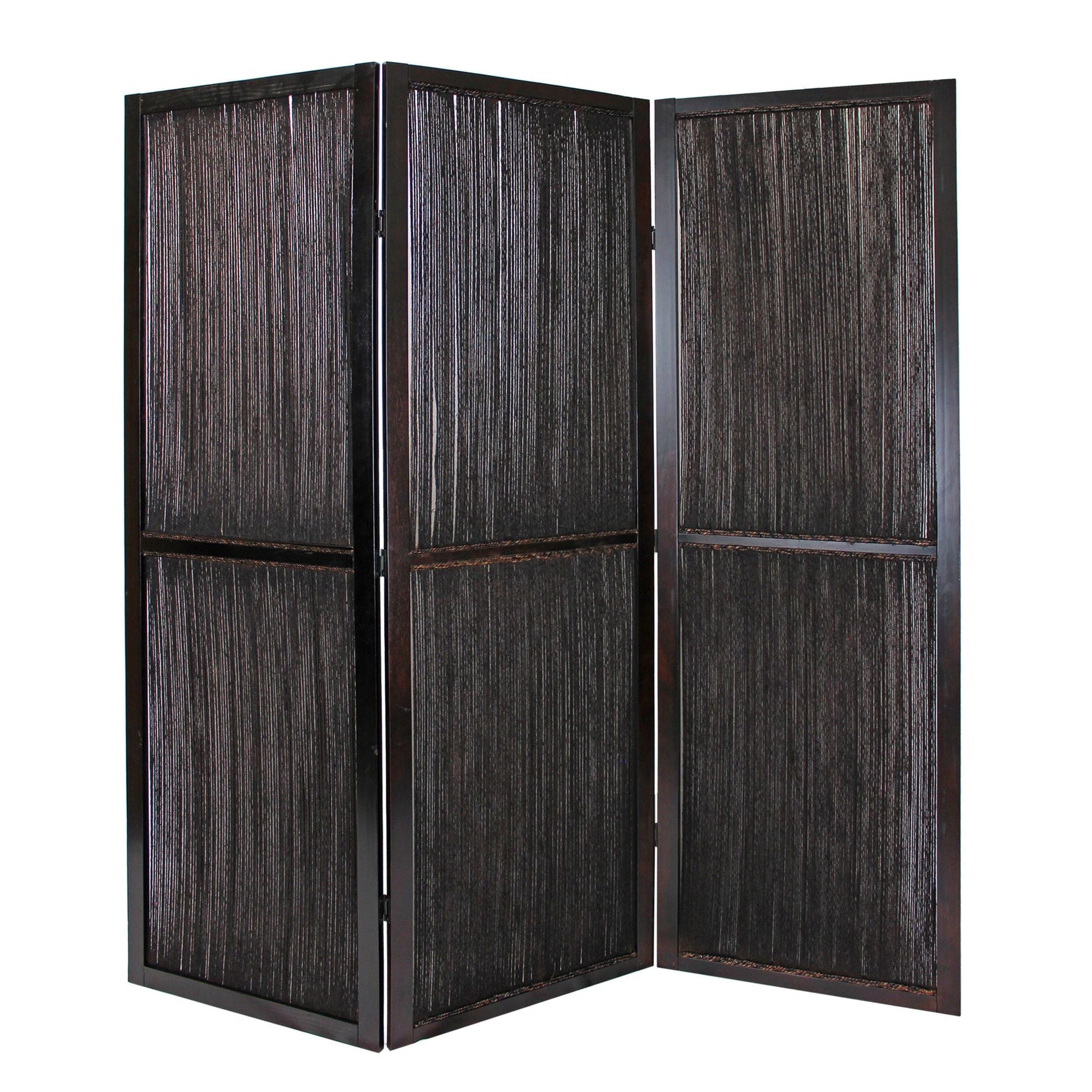 72" Brown Folding Three Panel Screen Room Divider HomeRoots