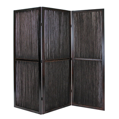 72" Brown Folding Three Panel Screen Room Divider HomeRoots