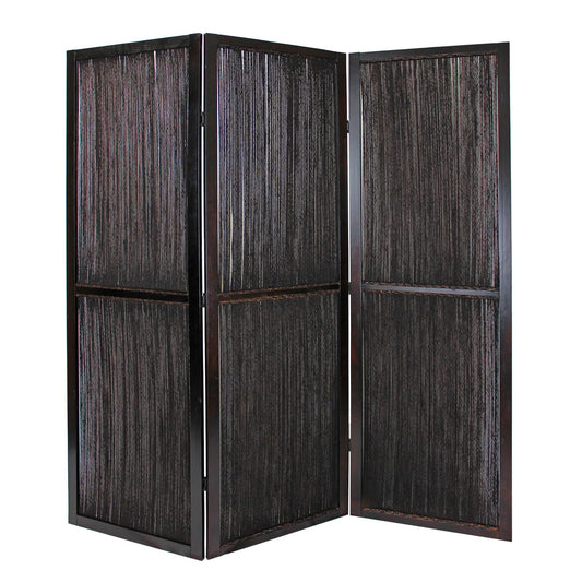 72" Brown Folding Three Panel Screen Room Divider HomeRoots