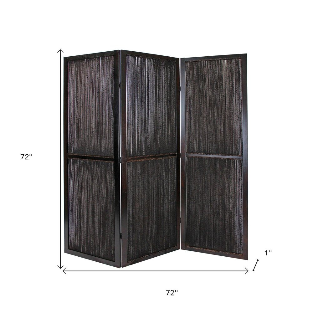 72" Brown Folding Three Panel Screen Room Divider HomeRoots