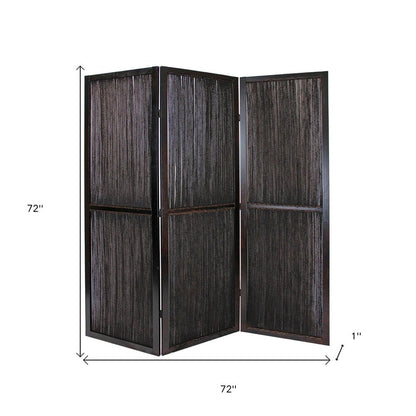 72" Brown Folding Three Panel Screen Room Divider HomeRoots