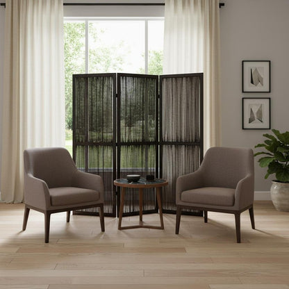 72" Brown Folding Three Panel Screen Room Divider HomeRoots