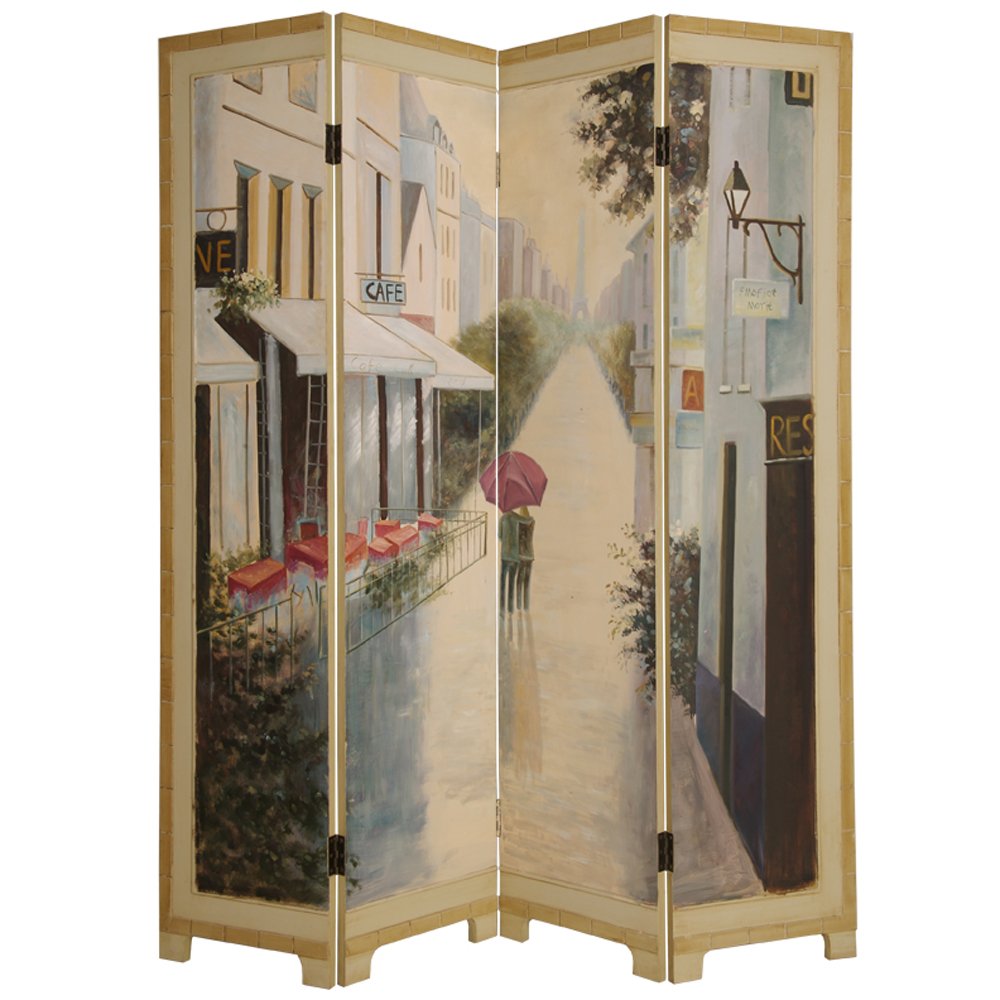 72" Beige Folding Three Panel Screen Room Divider HomeRoots
