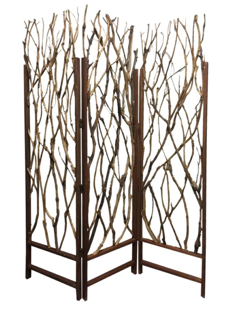 70" Brown Wood Branches Folding Three Panel Screen Room Divider HomeRoots
