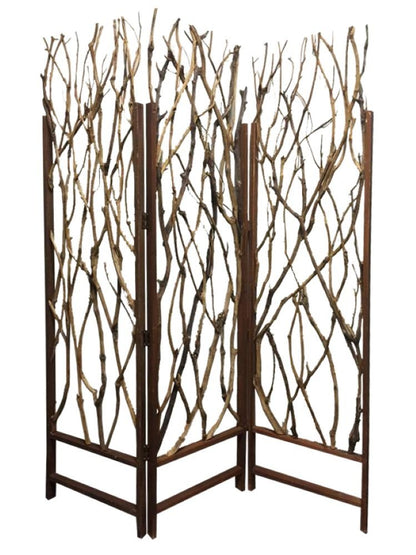 70" Brown Wood Branches Folding Three Panel Screen Room Divider HomeRoots