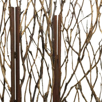 70" Brown Wood Branches Folding Three Panel Screen Room Divider HomeRoots