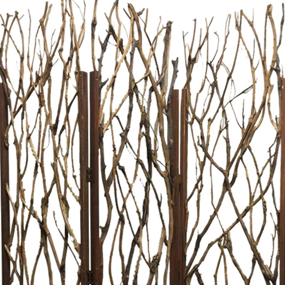 70" Brown Wood Branches Folding Three Panel Screen Room Divider HomeRoots