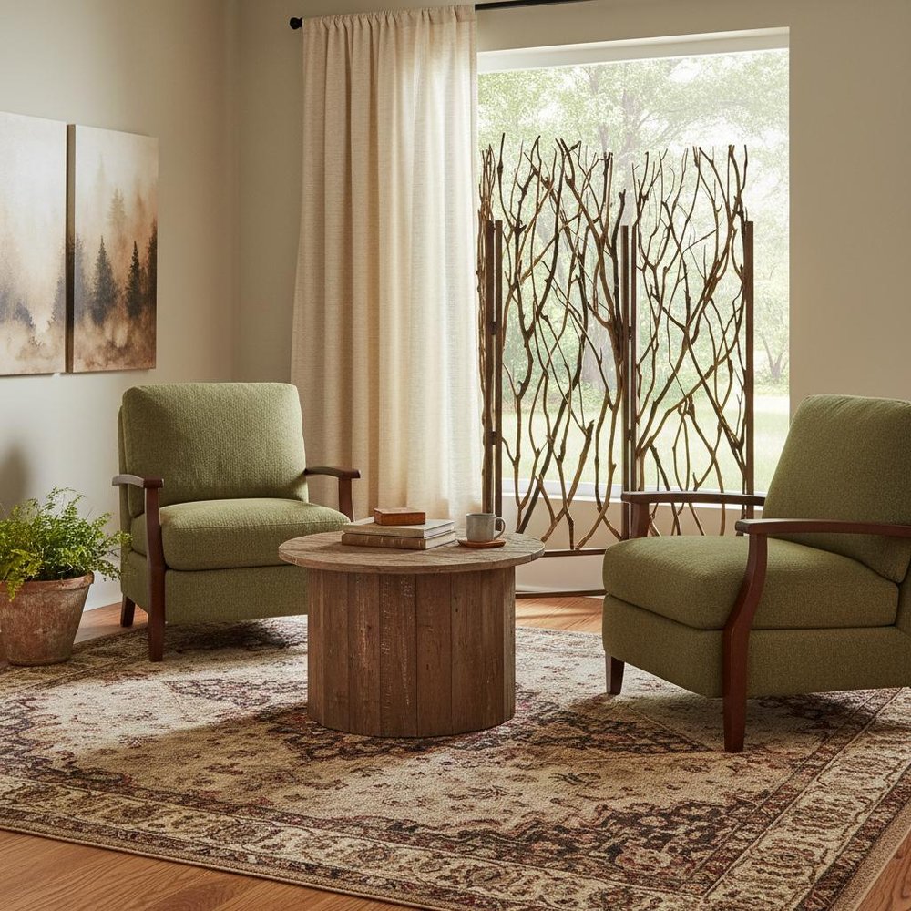 70" Brown Wood Branches Folding Three Panel Screen Room Divider HomeRoots