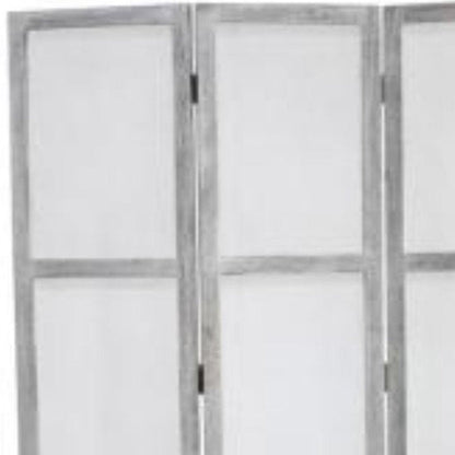 67" Gray Folding Three Panel Screen Room Divider HomeRoots