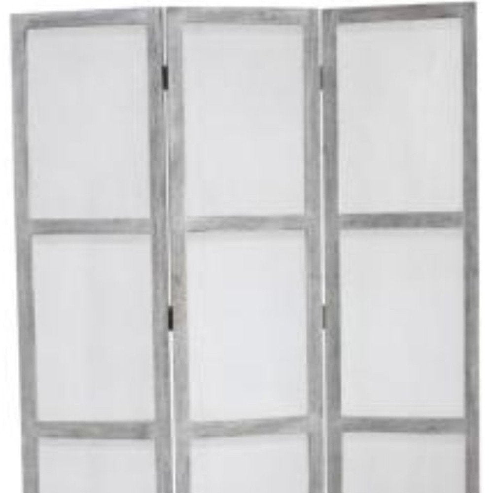 67" Gray Folding Three Panel Screen Room Divider HomeRoots