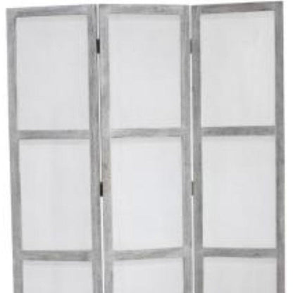 67" Gray Folding Three Panel Screen Room Divider HomeRoots