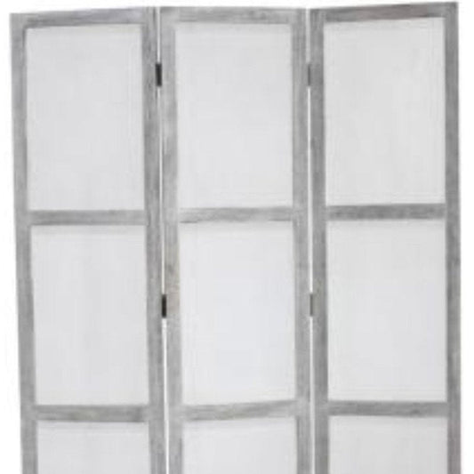 67" Gray Folding Three Panel Screen Room Divider HomeRoots