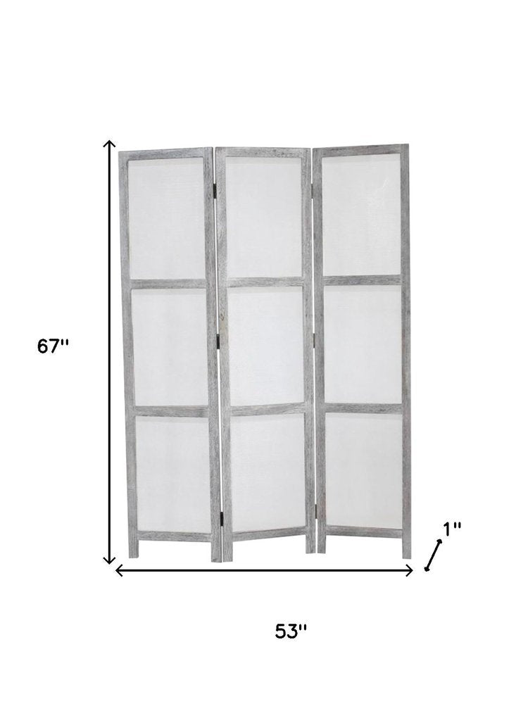 67" Gray Folding Three Panel Screen Room Divider HomeRoots