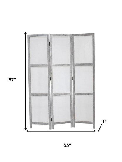 67" Gray Folding Three Panel Screen Room Divider HomeRoots