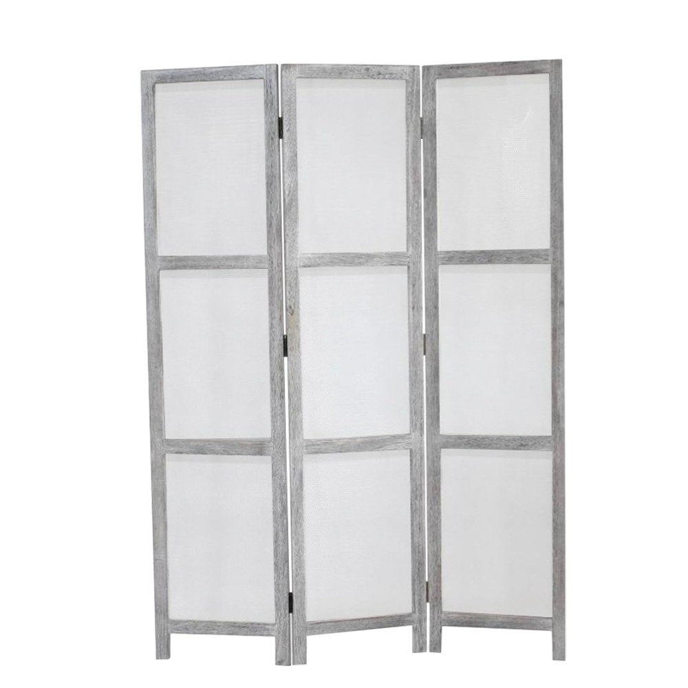67" Gray Folding Three Panel Screen Room Divider HomeRoots