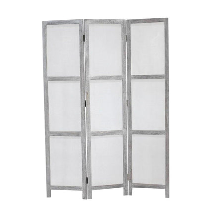 67" Gray Folding Three Panel Screen Room Divider HomeRoots