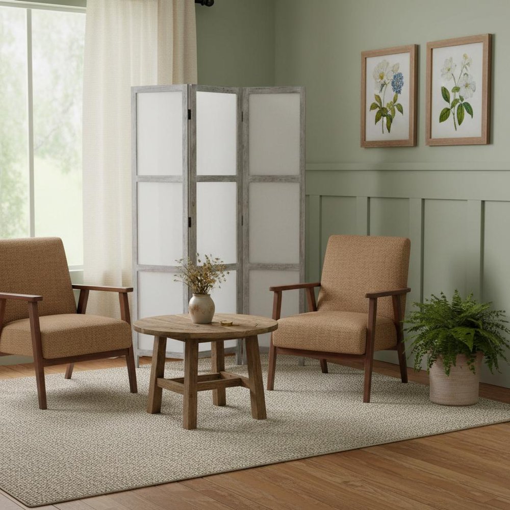 67" Gray Folding Three Panel Screen Room Divider HomeRoots