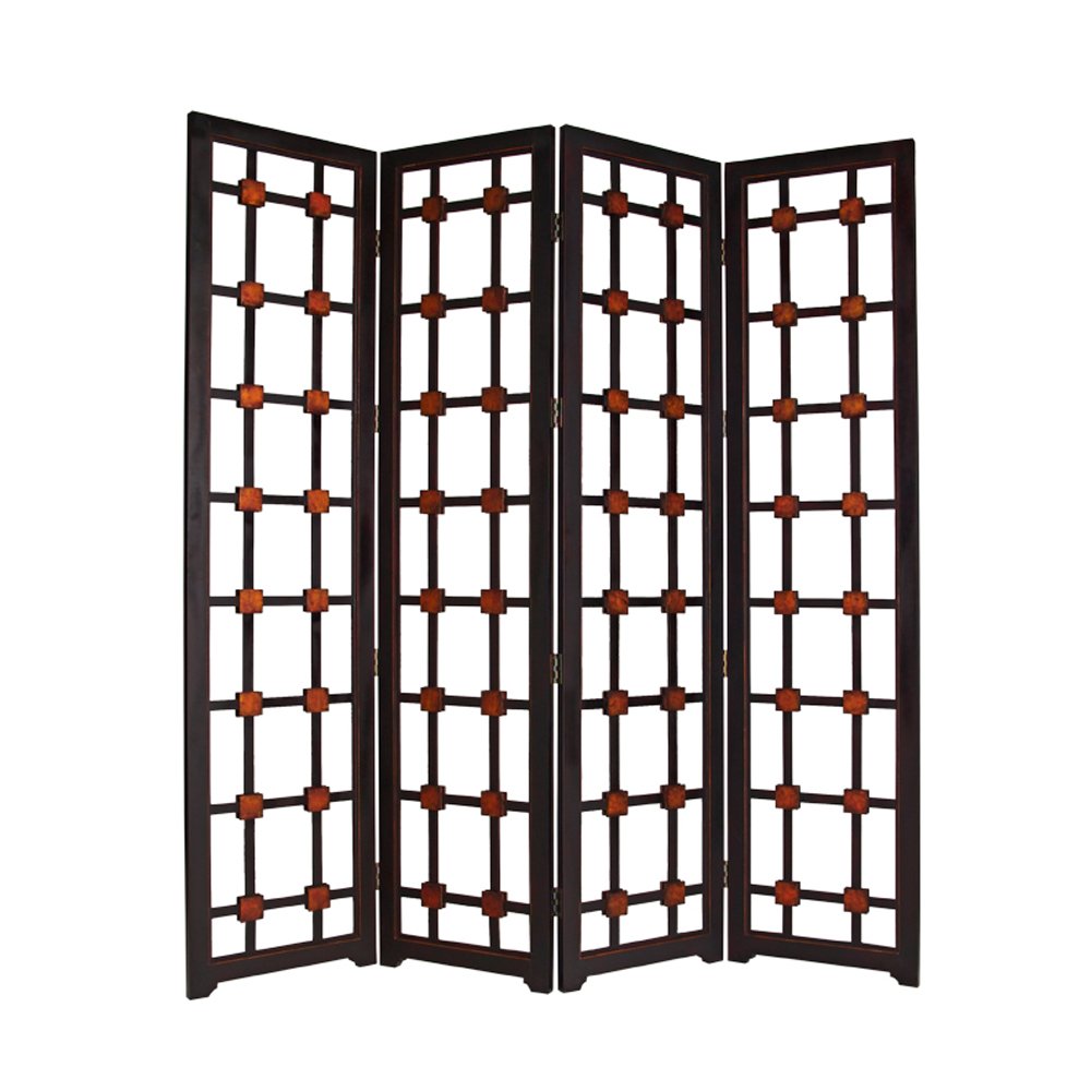 84" Brown Folding Four Panel Screen Room Divider HomeRoots