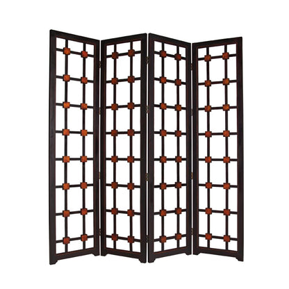 84" Brown Folding Four Panel Screen Room Divider HomeRoots
