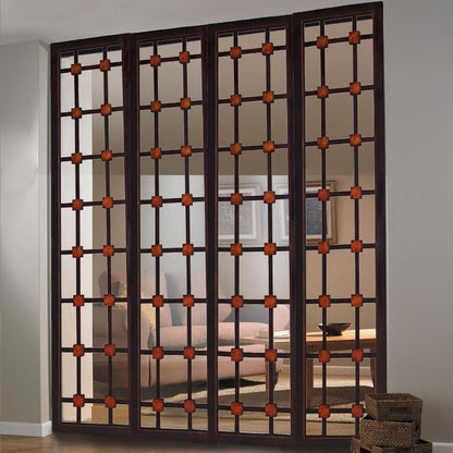 84" Brown Folding Four Panel Screen Room Divider HomeRoots