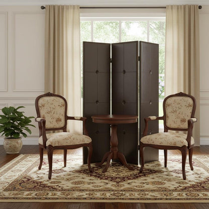 72" Brown Faux Leather Folding Three Panel Screen Room Divider HomeRoots