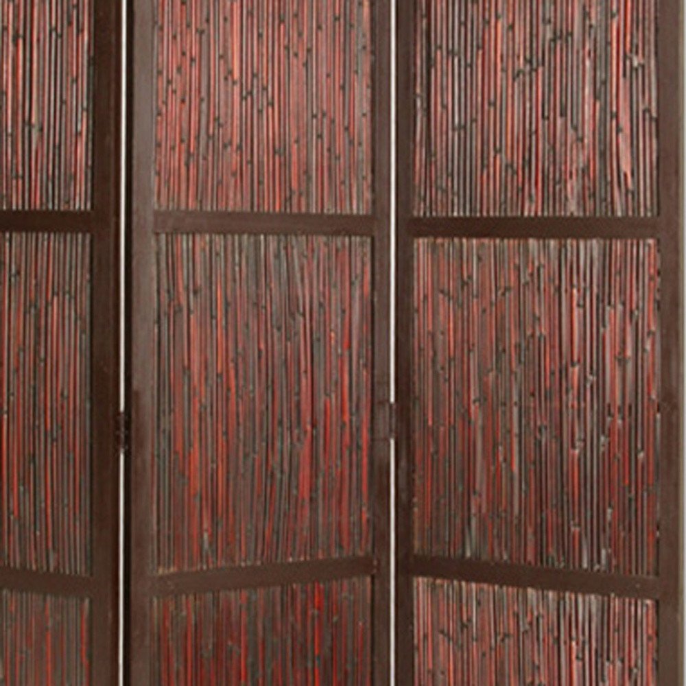 72" Brown Wood Folding Three Panel Screen Room Divider HomeRoots