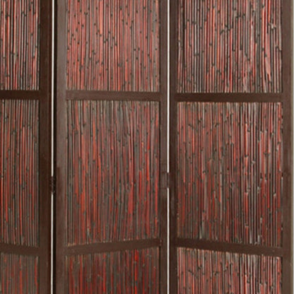 72" Brown Wood Folding Three Panel Screen Room Divider HomeRoots