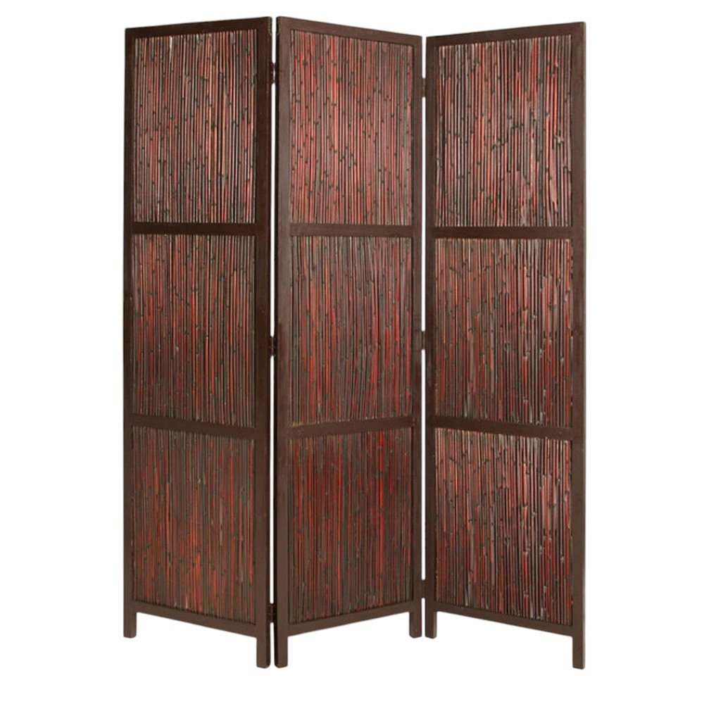 72" Brown Wood Folding Three Panel Screen Room Divider HomeRoots