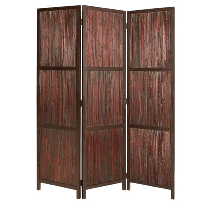 72" Brown Wood Folding Three Panel Screen Room Divider HomeRoots