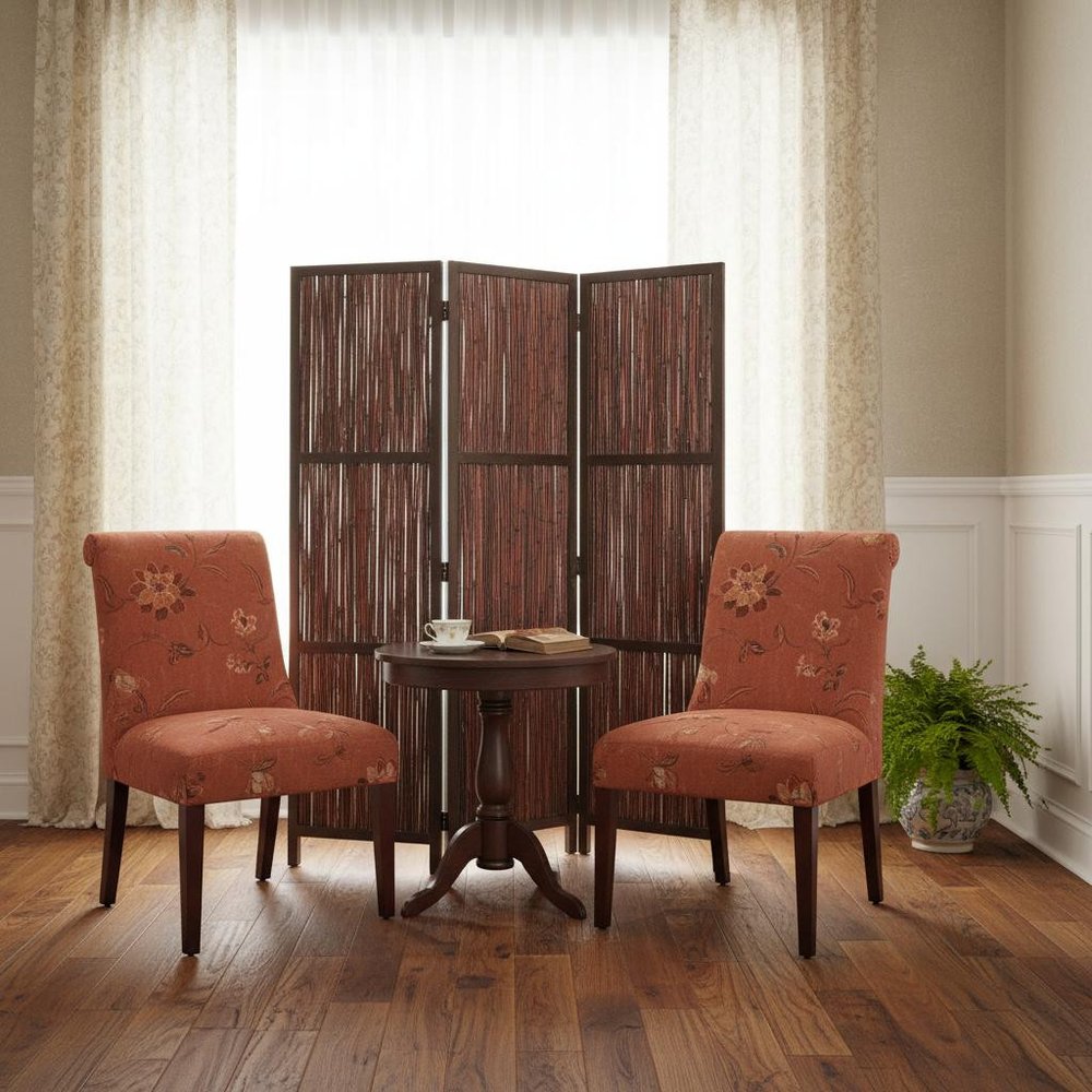 72" Brown Wood Folding Three Panel Screen Room Divider HomeRoots