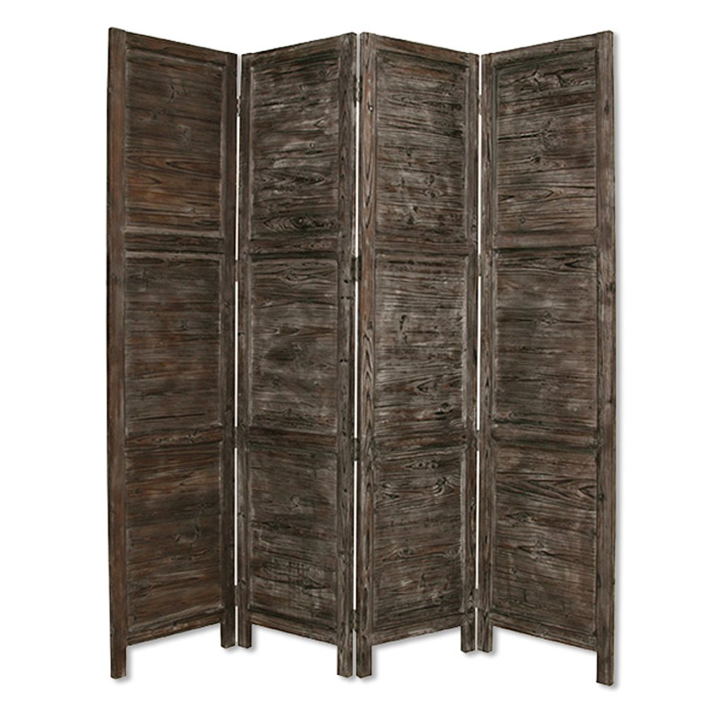 84" Black Wood Folding Four Panel Screen Room Divider HomeRoots