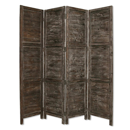 84" Black Wood Folding Four Panel Screen Room Divider HomeRoots