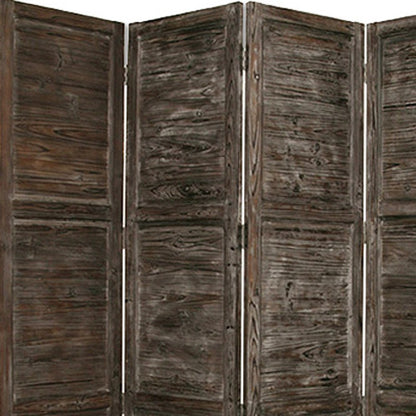 84" Black Wood Folding Four Panel Screen Room Divider HomeRoots