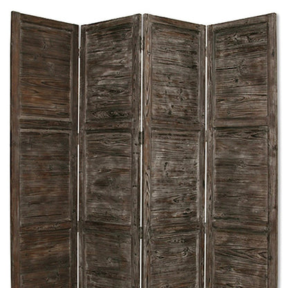 84" Black Wood Folding Four Panel Screen Room Divider HomeRoots