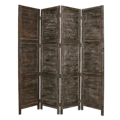 84" Black Wood Folding Four Panel Screen Room Divider HomeRoots