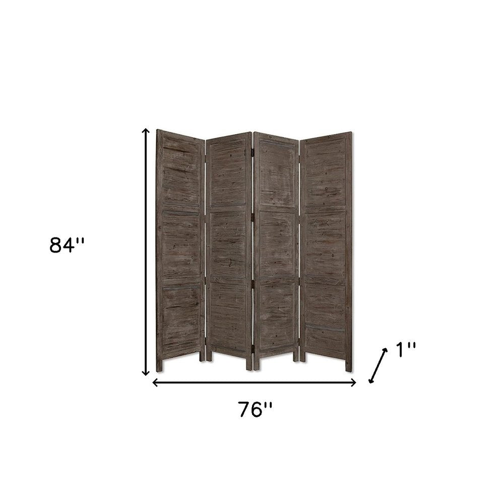 84" Black Wood Folding Four Panel Screen Room Divider HomeRoots
