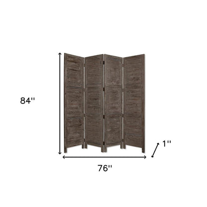 84" Black Wood Folding Four Panel Screen Room Divider HomeRoots