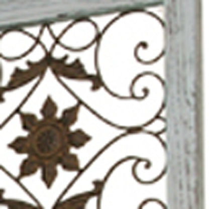 Gray Wash 4 Panel With Scroll Work Room Divider Screen HomeRoots