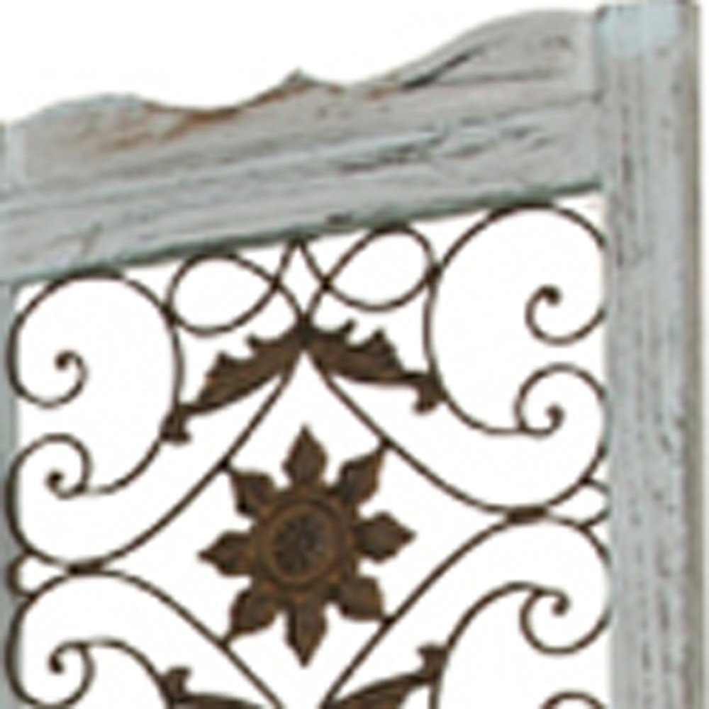 Gray Wash 4 Panel With Scroll Work Room Divider Screen HomeRoots