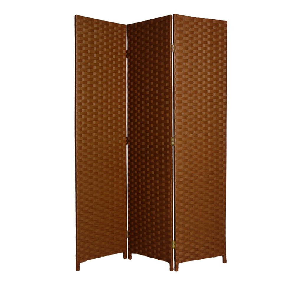 72" Dark Brown Folding Three Panel Screen Room Divider HomeRoots