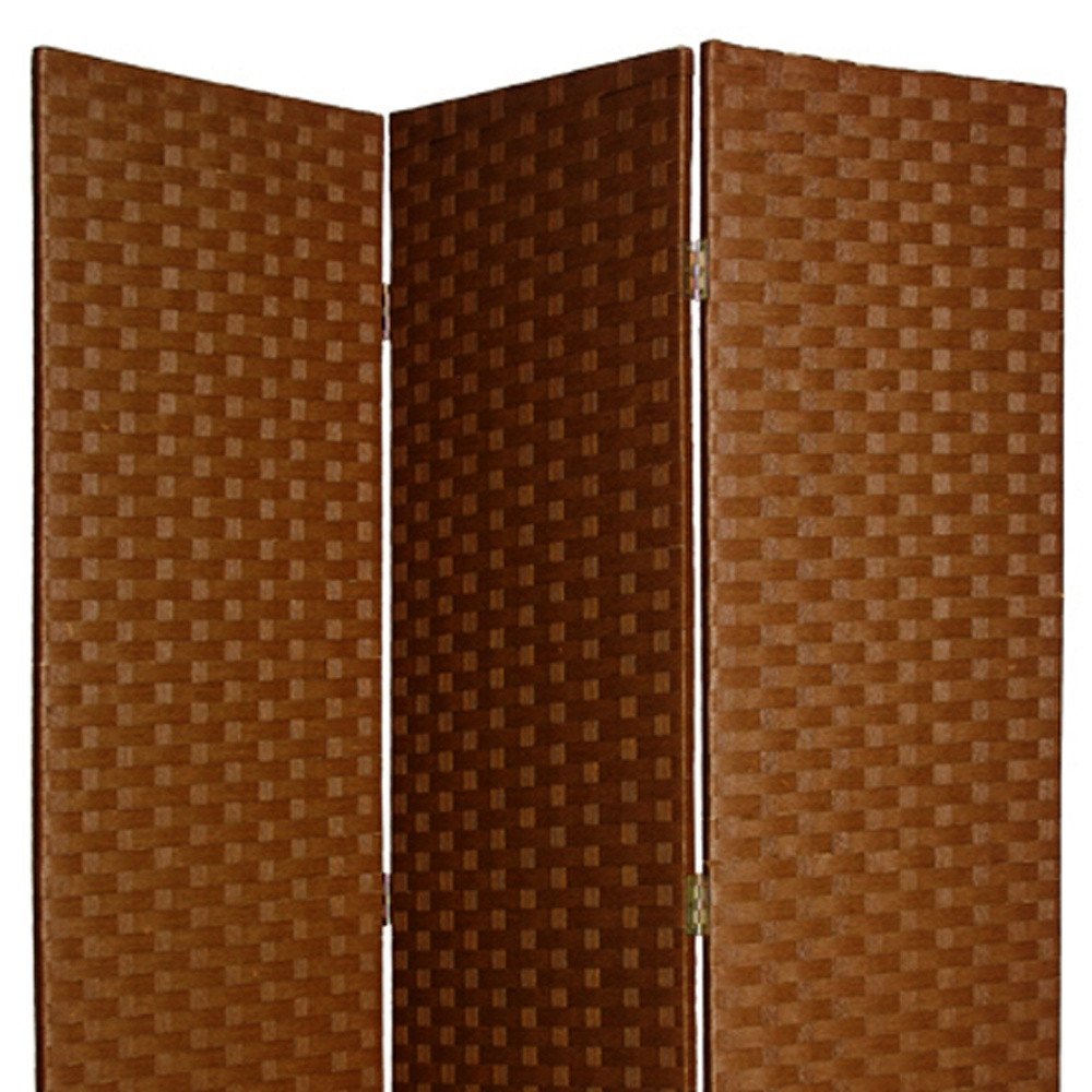 72" Dark Brown Folding Three Panel Screen Room Divider HomeRoots