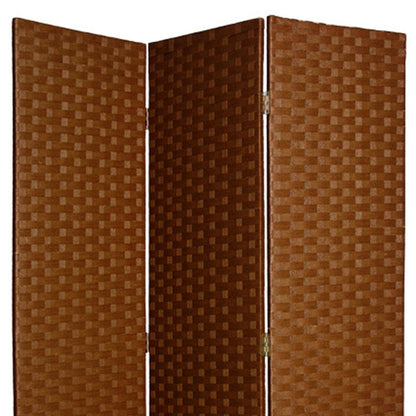 72" Dark Brown Folding Three Panel Screen Room Divider HomeRoots