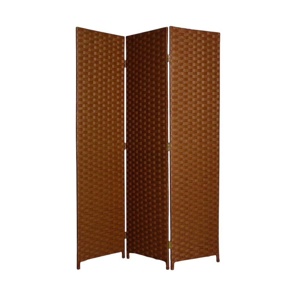 72" Dark Brown Folding Three Panel Screen Room Divider HomeRoots