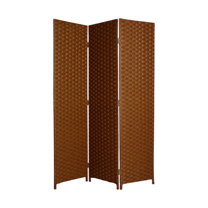 72" Dark Brown Folding Three Panel Screen Room Divider HomeRoots